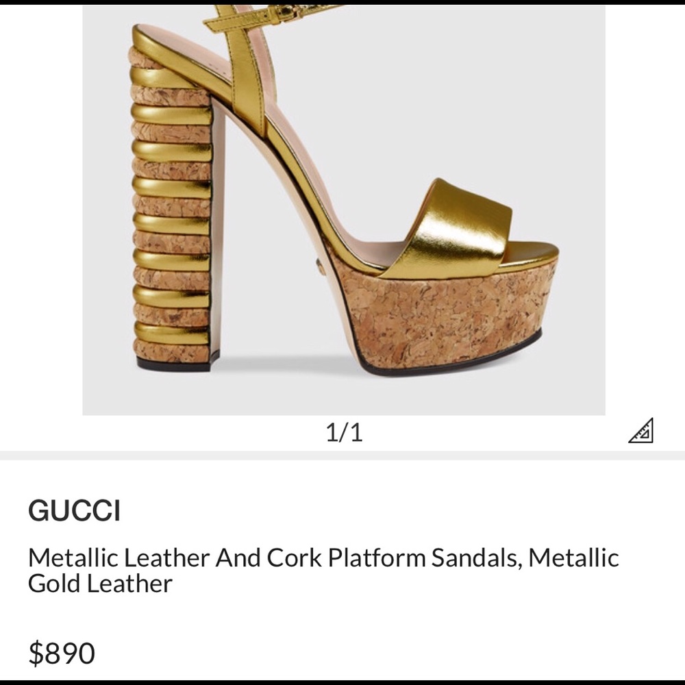❌SOLD❌Authentic Gucci metallic Platform Sandals - Picture 6 of 6